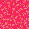 Line USSR t-shirt icon isolated seamless pattern on red background. Vector Royalty Free Stock Photo