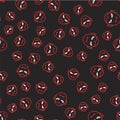 Line Vampire icon isolated seamless pattern on black background. Happy Halloween party. Vector