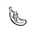 Line vector banana icon on white Royalty Free Stock Photo
