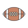 Line vector color icon leather rugby ball. Sport equipment, success symbol. Athletic competition activity. American