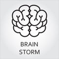 Line vector icon brainstorm as brain on white