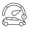 Line vector icon, car accident, exceeding the permissible speed Royalty Free Stock Photo