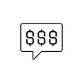 Line vector icon chat, chat bubble, dollars, money. Outline vector icon
