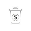 Line vector icon dustbin, garbage can. Outline vector icon