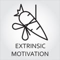 Line vector icon extrinsic motivation as carrot on a rope