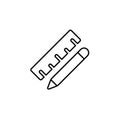 Line vector icon geometry, measuring ruler. Outline vector icon