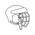 Line vector icon hockey, rugby, baseball defense helmet. Sport equipment success symbol. Head protection. Athletic