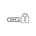 Line vector icon login lock, key. Outline vector icon