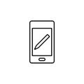 Line vector icon phone, edit, pencil. Outline vector icon