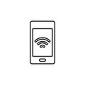 Line vector icon phone, signal. Outline vector icon Royalty Free Stock Photo