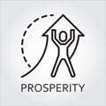 Line vector icon prosperity as man lifts arrow