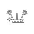 Line vector icon Wifi lock, security. Outline vector icon