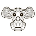 Line vector image for art therapy with monkey Royalty Free Stock Photo