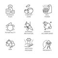 Line vector set icons symbol business process and conducting Royalty Free Stock Photo