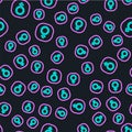 Line Venus symbol icon isolated seamless pattern on black background. Astrology, numerology, horoscope, astronomy