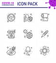 9 Line viral Virus corona icon pack such as disease, telephone, virus, medical assistance, care