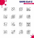 16 Line viral Virus corona icon pack such as emergency, hospital, corona, car, virus