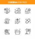 9 Line viral Virus corona icon pack such as list, diet, virus, check list, pill