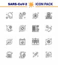 16 Line viral Virus corona icon pack such as staying, coronavirus, virus, building, virus