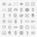 Line Virtual Reality Design Icons Big Set