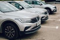 Line of Volkswagen Tiguan cars parked in a row Royalty Free Stock Photo