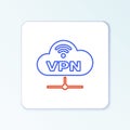 Line VPN Network cloud connection icon isolated on white background. Social technology. Cloud computing concept Royalty Free Stock Photo