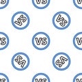Line VS Versus battle icon isolated seamless pattern on white background. Competition vs match game, martial battle vs