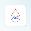 Line Water drop with H2O icon isolated on white background. Water formula. Colorful outline concept. Vector