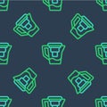 Line Water jug with a filter icon isolated seamless pattern on blue background. Vector Royalty Free Stock Photo