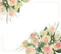 Line of watercolor bouquet of yellow roses Royalty Free Stock Photo