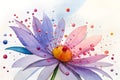 line of watercolor colorful flowers on the isolated background, ai art