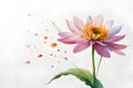 line of watercolor pink lotus flower on the isolated background, ai art
