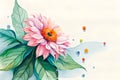 line of watercolor pink and orange flower on the isolated background, ai art