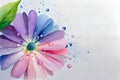 line of watercolor rainbow lily flower on the isolated background, ai art