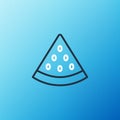 Line Watermelon icon isolated on blue background. Colorful outline concept. Vector