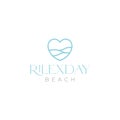 Line wave beach with love logo design vector graphic symbol icon illustration creative idea Royalty Free Stock Photo