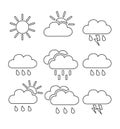 Line weather icons forecast web collection flat vector illustration Royalty Free Stock Photo