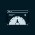Line Web analytics information and development website statistic icon isolated on black background. Analysis, management