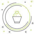 Line Wedding cake with heart icon isolated on white background. Colorful outline concept. Vector Royalty Free Stock Photo