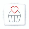 Line Wedding cake with heart icon isolated on white background. Valentines day symbol. Colorful outline concept. Vector Royalty Free Stock Photo