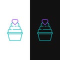 Line Wedding cake with heart icon isolated on white and black background. Colorful outline concept. Vector Royalty Free Stock Photo
