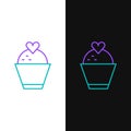 Line Wedding cake with heart icon isolated on white and black background. Colorful outline concept. Vector Royalty Free Stock Photo