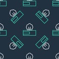 Line Wet wipe pack icon isolated seamless pattern on black background. Vector Royalty Free Stock Photo