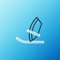 Line Windsurfing icon isolated on blue background. Colorful outline concept. Vector