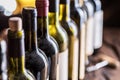 Line of wine bottles. Close-up Royalty Free Stock Photo