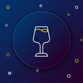 Line Wine glass icon isolated on blue background. Wineglass sign. Colorful outline concept. Vector Royalty Free Stock Photo