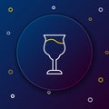 Line Wine glass icon isolated on blue background. Wineglass sign. Colorful outline concept. Vector Royalty Free Stock Photo