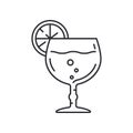 Line wineglass, tropical cocktail cup, toast icon. Binge, drink, champagne, wine. Party celebration, holidays event