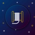 Line Wire electric cable on a reel or drum icon isolated on blue background. Colorful outline concept. Vector Royalty Free Stock Photo