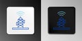 Line Wireless antenna icon isolated on grey background. Technology and network signal radio antenna. Colorful outline